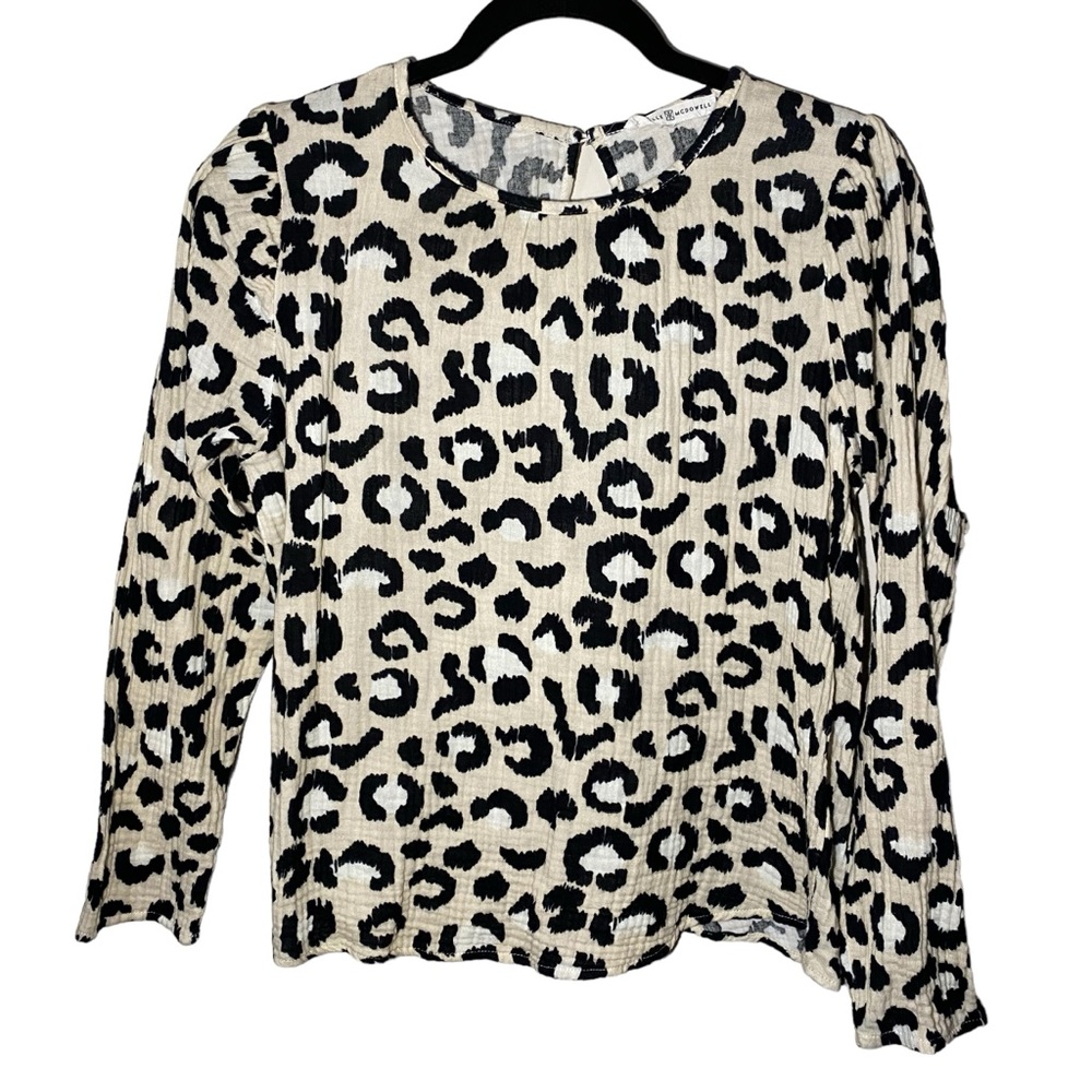 Michelle McDowell Women's Cheetah Leopard Animal Print Long Sleeve Blouse Top - Picture 1 of 4